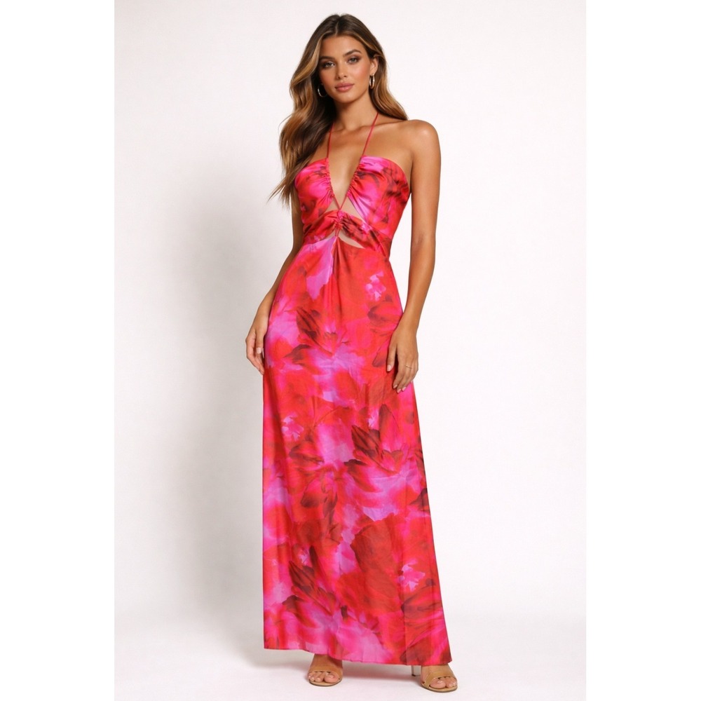 NEW! Runaway The Label Blossom Maxi Resort Evening Slip Dress Pink Calista XL